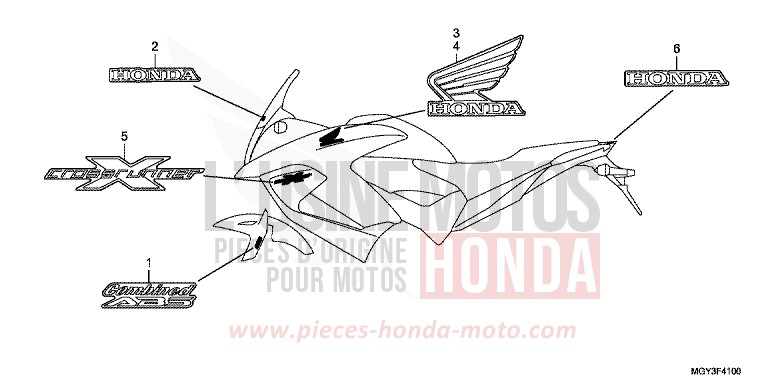 MARQUE (1) de VFR800X "Crossrunner" PEARL FADELESS WHITE (NH341) 2011